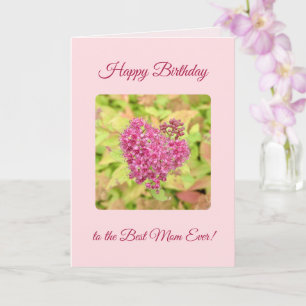 Natural Flower Heart - Happy Birthday Mom roze. Kaart