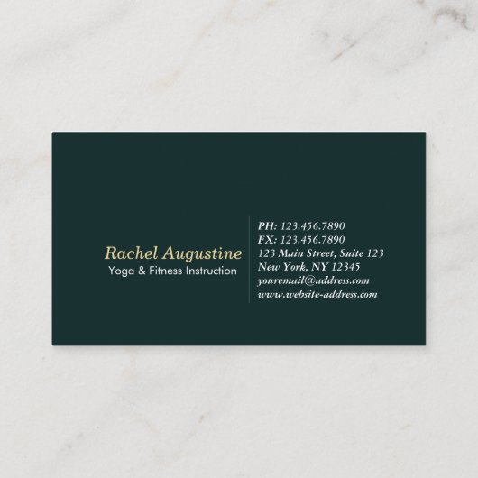 Natural Forest Yoga Fitness Instructor Visitekaartje (Achterkant)