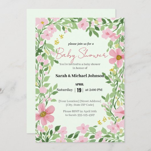 Natural Garden Baby Shower Kaart (Voorkant / Achterkant)