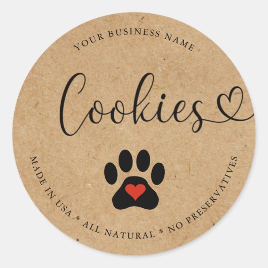 Natural Gourmet Rustic Dog Cookies Ronde Sticker (Voorkant)