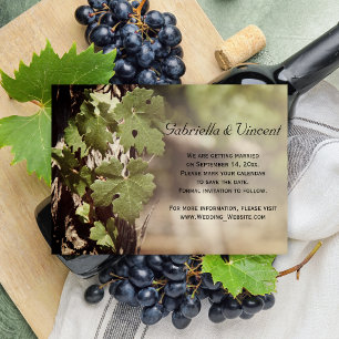 Natural Grape Leaves Vineyard Save the Date Kaart