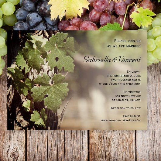 Natural Grape Leaves Vineyard Wedding Kaart