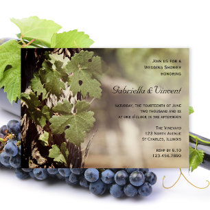 Natural Grape Leaves Vineyard Wedding Shower Kaart