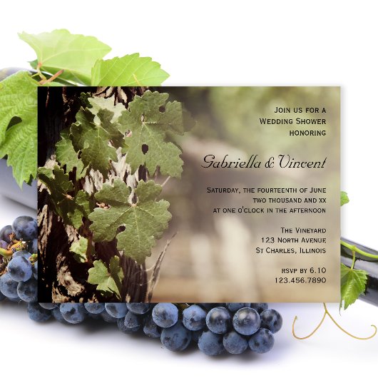 Natural Grape Leaves Vineyard Wedding Shower Kaart