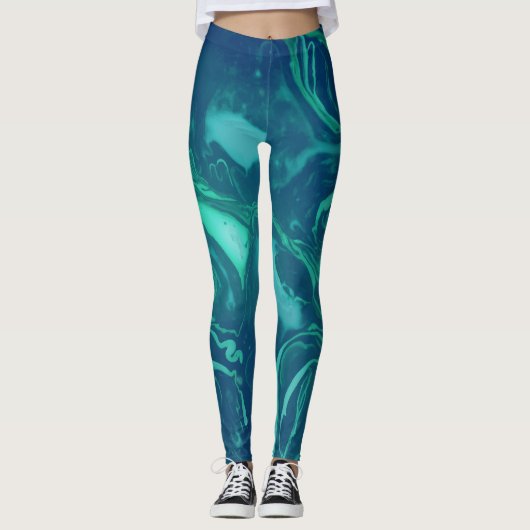 Natural Green Emerald Marble Leggings (Voorkant)