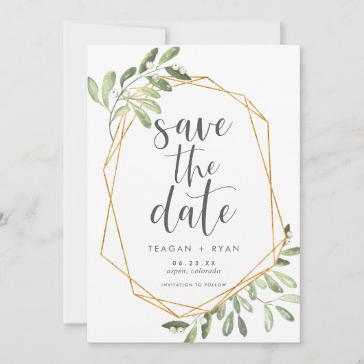 Natural Greenery | Botanische Waterverf Save The Date (Voorkant)