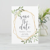 Natural Greenery | Botanische Waterverf Save The Date (Staand voorkant)