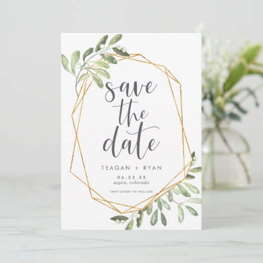 Natural Greenery | Botanische Waterverf Save The Date (Staand voorkant)