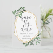 Natural Greenery | Groene Waterverf Botanisch Save The Date (Staand voorkant)