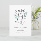 Natural Greenery | Modern botanisch Save The Date (Staand voorkant)