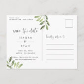 Natural Greenery | Waterverf De datum opslaan Aankondigingskaart (Achterkant)