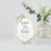 Natural Greenery | Waterverf De datum opslaan Aankondigingskaart (Staand voorkant)