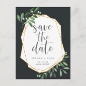 Natural Greenery | Waterverf De datum opslaan Aankondigingskaart (Voorkant)