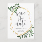 Natural Greenery | Waterverf De datum opslaan Aankondigingskaart (Voorkant)