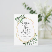 Natural Greenery | Waterverf De datum opslaan Aankondigingskaart (Staand voorkant)