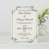 Natural Greenery Wedding Anniversary Invitations Kaart (Staand voorkant)