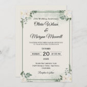Natural Greenery Wedding Anniversary Invitations Kaart (Voorkant / Achterkant)