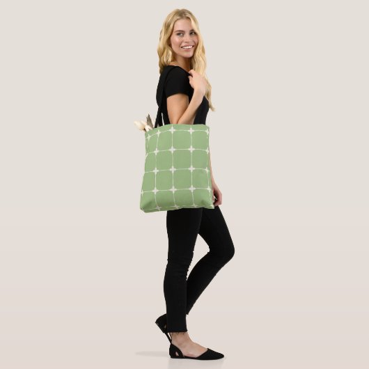 Natural Grid Sage Green Tote Bag (Op model)