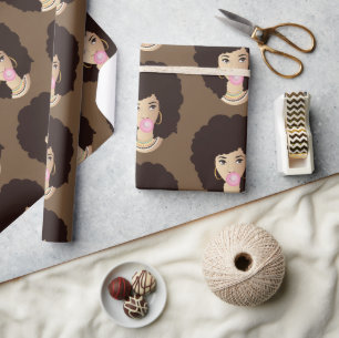 Natural Hair Beauty, Pink Bubblegum, Brown Cadeaupapier