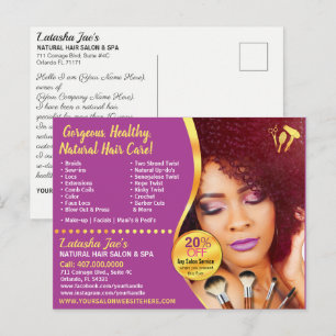 Natural Hair Care Salon Stylist Briefkaart Sjabloo