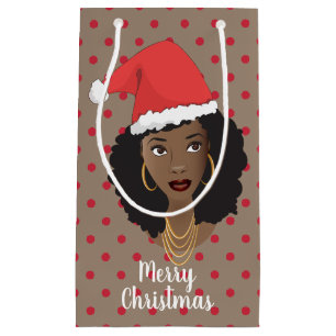 Natural Hair Merry Kerstrode poka Dots, bruin Klein Cadeauzakje