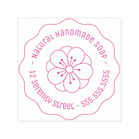 Natural Handmade Soap Flower Round Address Wavy Zelfinktende Stempel (Design)