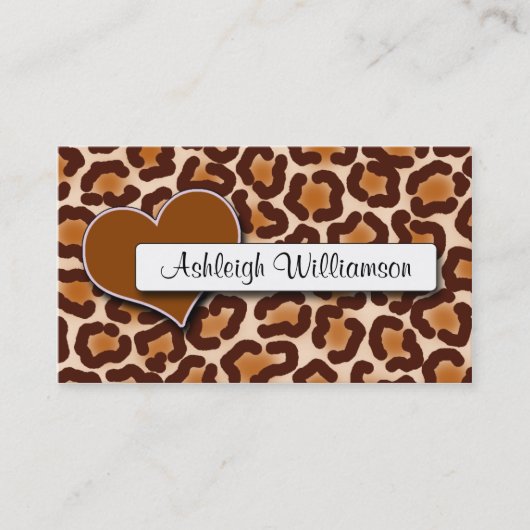 Natural Heart Leopard Print Appointards Afsprakenkaartje (Voorkant)