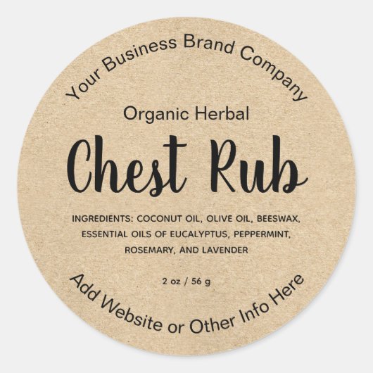 Natural Herbal Chest Rub Salve Product Label (Voorkant)