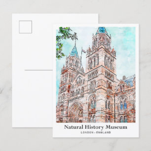 Natural History Museum Londen Travel Waterverf Briefkaart