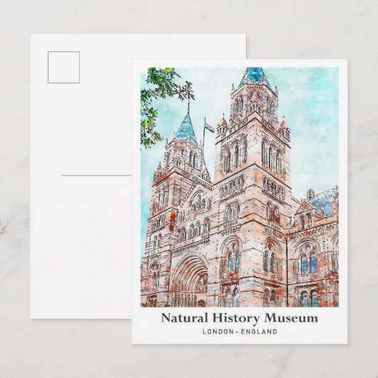 Natural History Museum Londen Travel Waterverf Briefkaart (Voorkant / Achterkant)