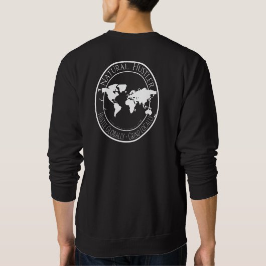 Natural Hustler Sweatshirt White op Black (Achterkant)
