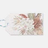 Natural Kraft Brown Pampas Monogram Bedankt Floral Cadeaulabel (Achterkant Horizontaal)