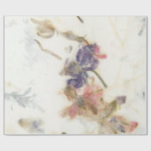 Natural Kraft Floral Roos Petals Iris Rozen Roze Cadeaupapier (Vlak)