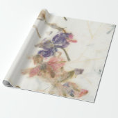 Natural Kraft Floral Roos Petals Iris Rozen Roze Cadeaupapier (Uitgerold)