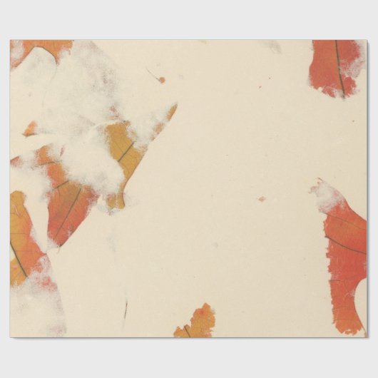 Natural Kraft Petals Ivory Autumn Leaf Oranje Cadeaupapier (Vlak)