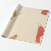Natural Kraft Petals Ivory Autumn Leaf Oranje Cadeaupapier (Uitgerold)