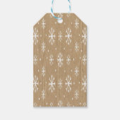 Natural Kraft Style White Snowflake Pattern Cadeaulabel (Voorkant)
