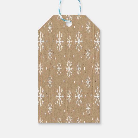 Natural Kraft Style White Snowflake Pattern Cadeaulabel (Achterkant)
