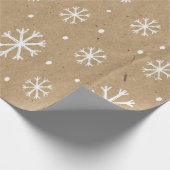 Natural Kraft Style White Snowflake Pattern Cadeaupapier (Hoek)
