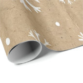 Natural Kraft Style White Snowflake Pattern Cadeaupapier (Rol Hoek)
