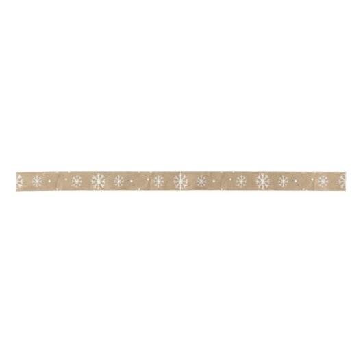 Natural Kraft Style White Snowflake Pattern Satijnen Lint (Voorkant)