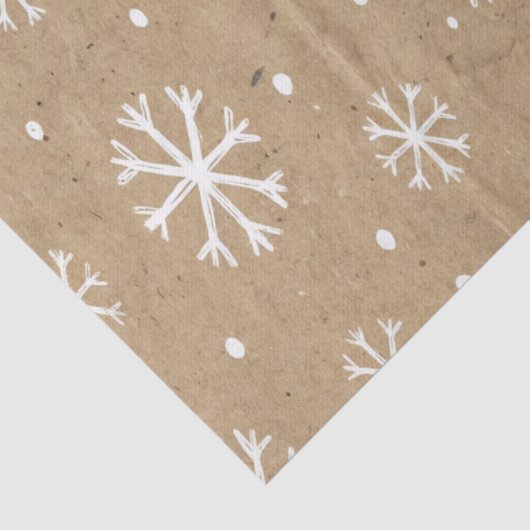 Natural Kraft Style White Snowflake Pattern Tissuepapier (Detail)