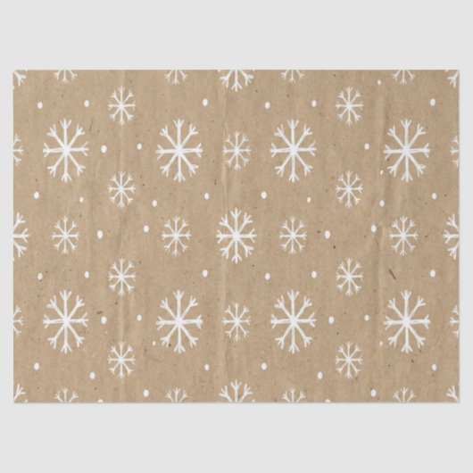 Natural Kraft Style White Snowflake Pattern Tissuepapier (Voorkant)