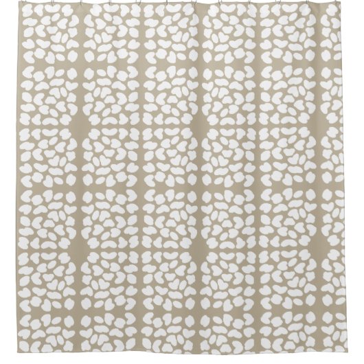 Natural Light Taupe & White Tile Print Douchegordijn (Voorkant)