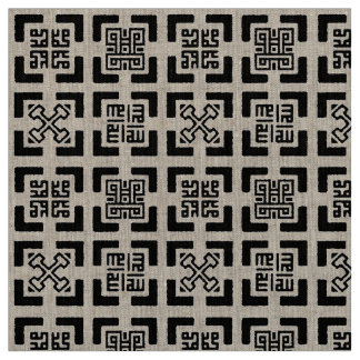 Natural Linen Adinkra-Kufic Tapestry Stof