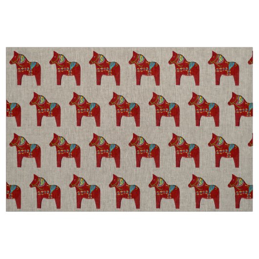 Natural Linen Dala Horse Fabric Stof (Fat Quarter)