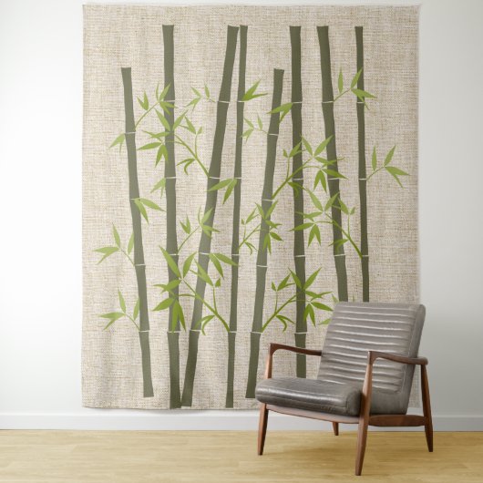 Natural Linen Kijk Bamboo Plant Wandkleed (In situ)