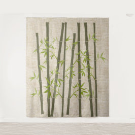 Natural Linen Kijk Bamboo Plant Wandkleed