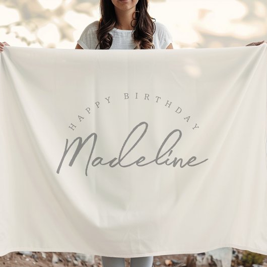 Natural Linen Personalized Birthday Banner Wandkleed