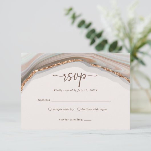 Natural Marble Agate RSVP Enclosure Kaart (Staand voorkant)